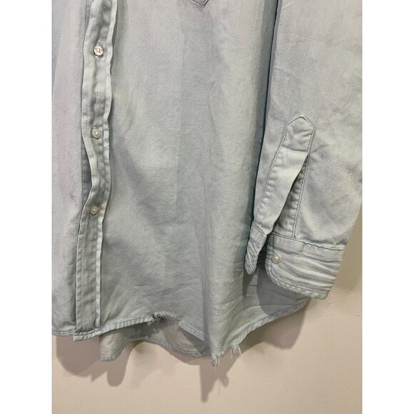 FRANK & EILEEN Shirley Light Blue Distressed Button-down Long-sleeve Shirt LARGE - Picture 3 of 5